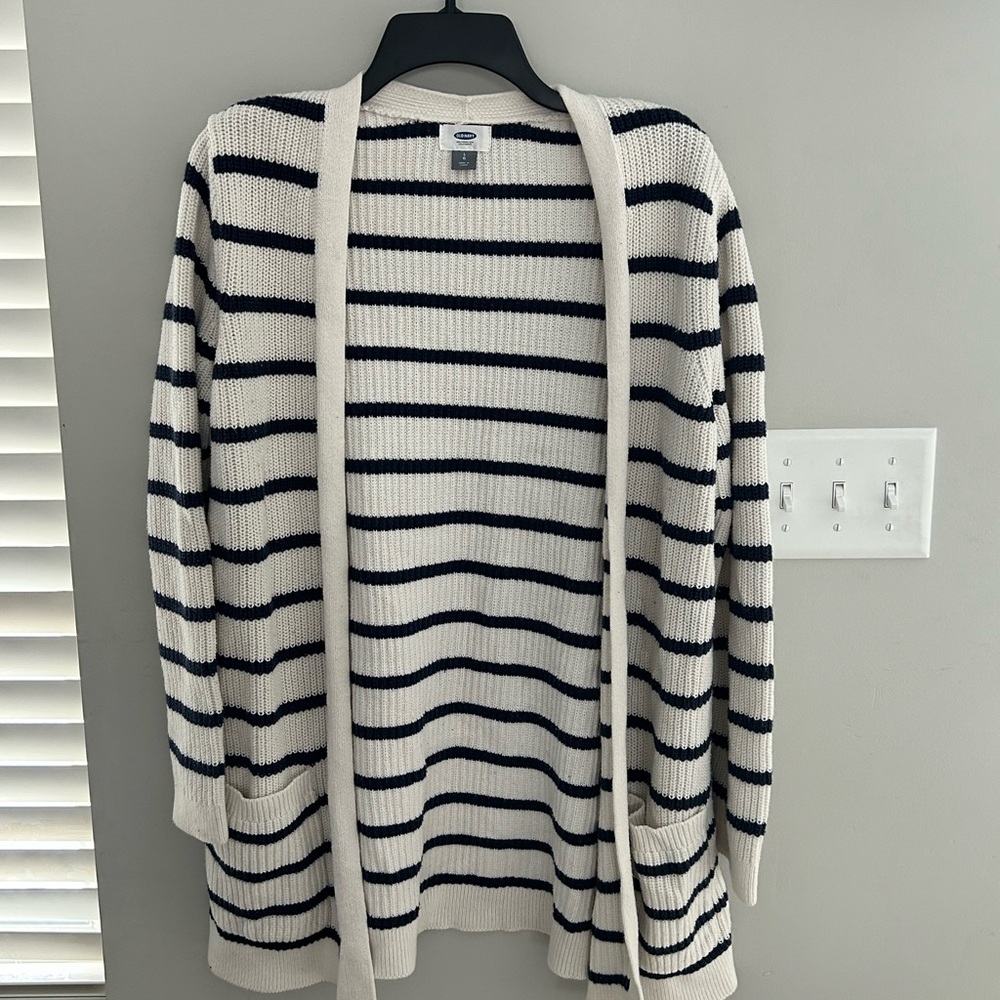Old Navy Black and Cream Knit Cardigan